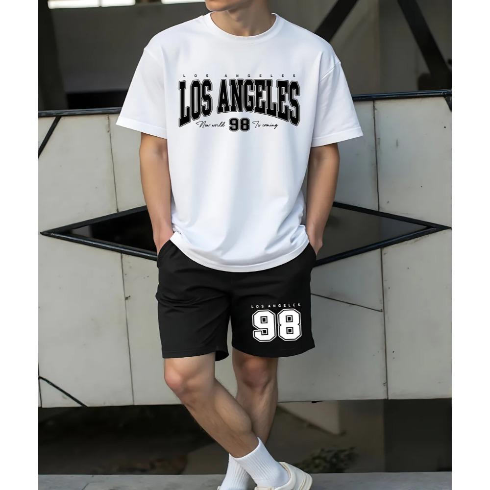 Fashionable Men's Summer Letter Print Comfortable Breathable Round Neck Outdoor Casual Comfortable Loose Short Sleeved Sport Wear