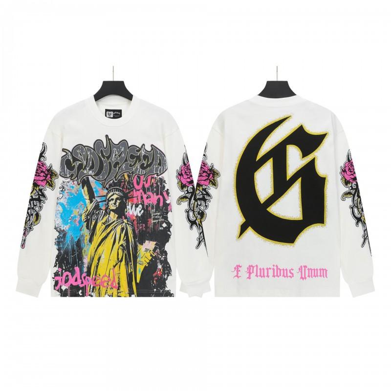 Unisex Vintage Skull Print Washed Cotton Long Sleeve Hoodie Streetwear Loose Fit