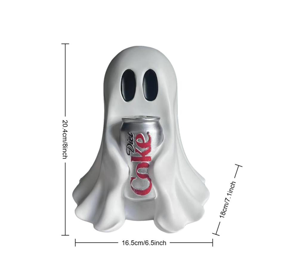 1 Piece of Halloween Cute Ghost Holding Coke Statue Ornament, Funny and Cute Shape, Home Desktop Holiday Atmosphere Decoration Good Item