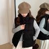 Womens Stand Collar Sleeveless Vest Solid Color Loose Short Winter Warm Commuter Outerwear