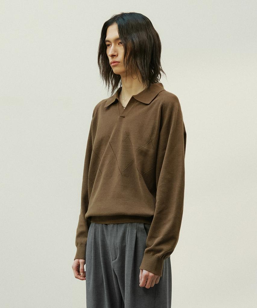 MINAV Raffine Soft Collar Knit [Brown]