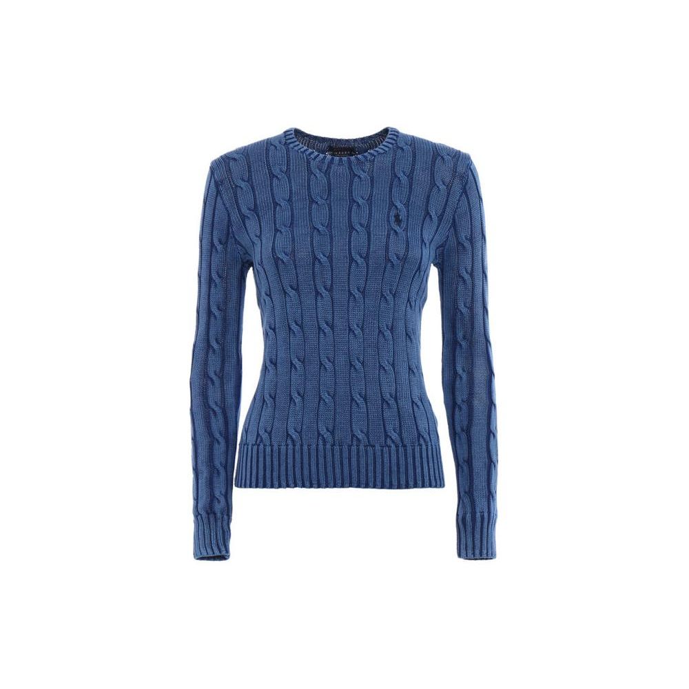 Polo Ralph Lauren Solid Color Crew Neck Slim Fit Knitted Long Sleeve Sweater Women sweater Blue 211580009-042