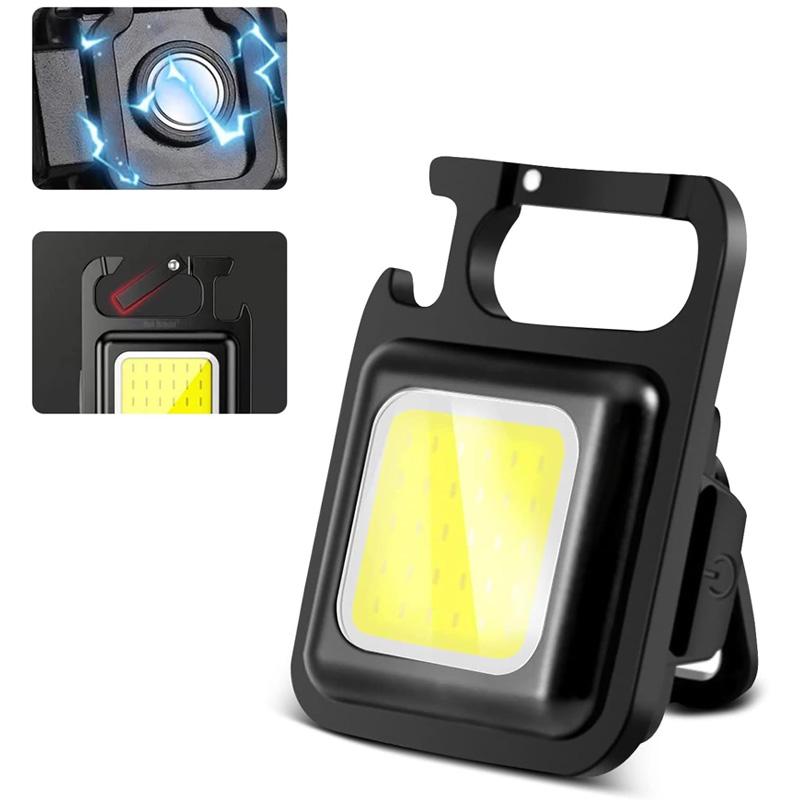 1pc COB Keychain Work Light Flashlight With 4 Lighting Modes Keychain Light Emergency Light Mini Flashlight With Magnetic Base