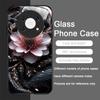 Vintage Floral Stilvoll Lotusblume Gehärtetes Glas Handyhülle für Huawei Honor 200 100 90 80 Magic 7 Pro 6 5 Lite X9 X8 5G Hülle