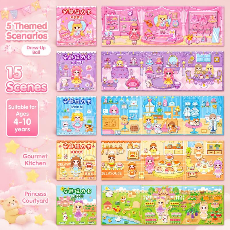 Magnetic Princess Quiet Book With Reusable Stickers Precut Design For Little Girls Home Travel Play Educational Toy