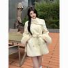 Elegant Women's Woolen Coat with Fur Cuffs, Slimming Fit, 2025 Winter Arrival