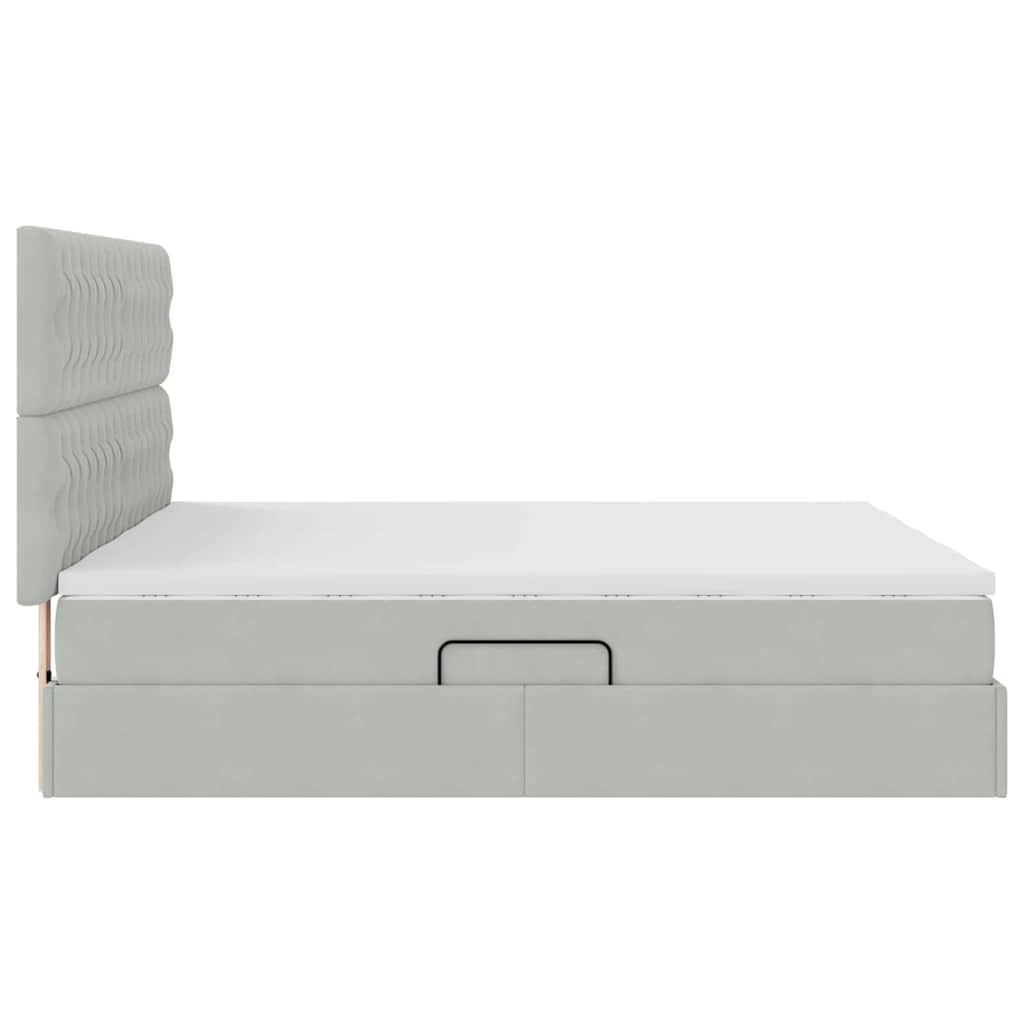 Storage Bed with Mattress Light Grey 200 x 200 cm Velvet