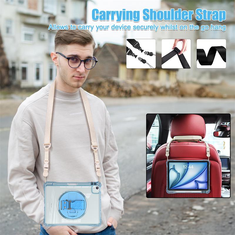 For iPad Air 11 4th 5th 10th 10.9 10.2 9th A16 11th Generation Case Hand Strap Tablet Cover for iPad Pro 11 12.9 13 inch Funda