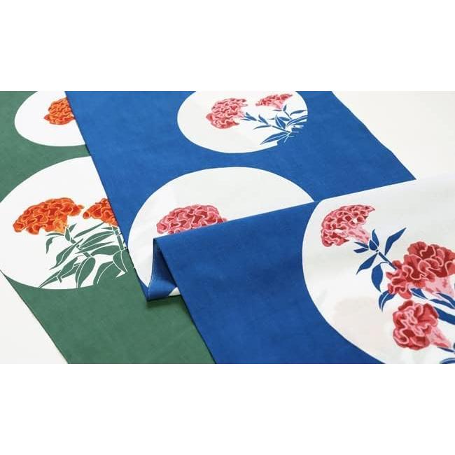 Somen Anbo Tenugui "Celosia Blue" Hand-dyed 100% Cotton Tokkaoka Made in Japan 35cm x 100cm Celosia Autumn Season Word Korean Indigo Manyoshu