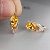 New drop-shaped emerald zircon plated champagne gold ear buckle wedding earrings women's jewelry