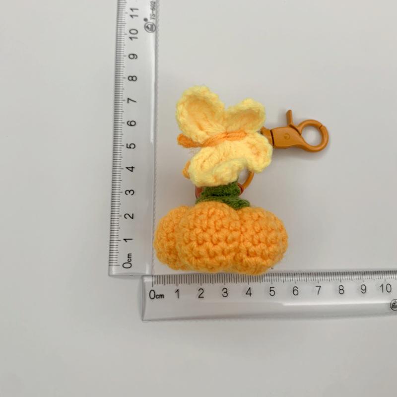 Handmade Halloween Pumpkin Crochet Keychains & Ornaments