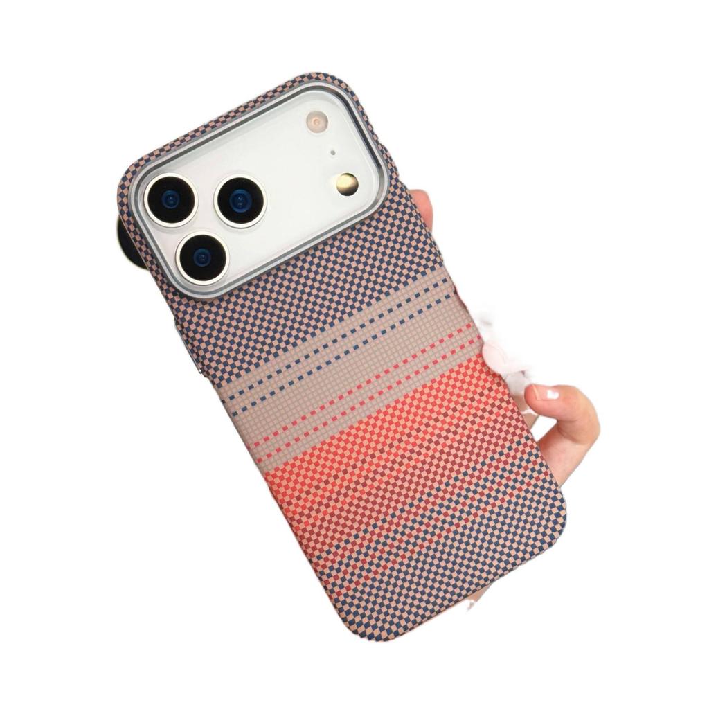 Kevlar Carbon Fiber Texture Metal Frame Magnetic Drop-proof Case for iPhone 16 and 17.
