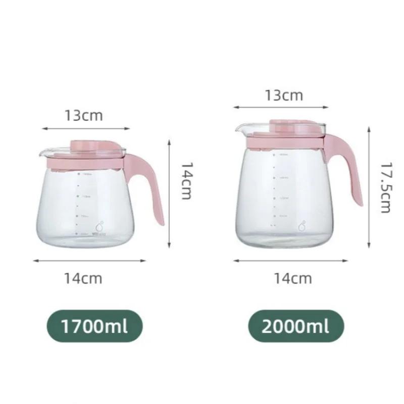 Large Capacity Kettle Transparent Heat-Resistant Glass Teapot with Handle Beverage Juice Container Office Household Water Bottle