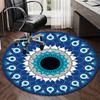 Turkish Evil Eye Round Carpet Chair Cushion Round Entryway Rug, Soft Round Rugs for Living Room, Bedroom, Circle Carpet Decor Gifts