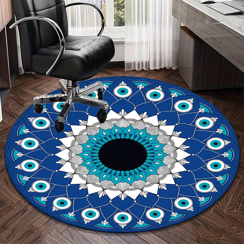 Turkish Evil Eye Round Carpet Chair Cushion Round Entryway Rug, Soft Round Rugs for Living Room, Bedroom, Circle Carpet Decor Gifts