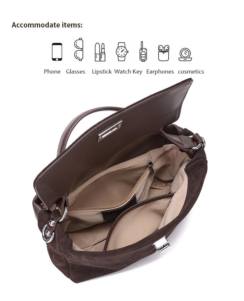 Women's Frosted Cowhide Large Capacity Crossbody Handbag - Autumn/Winter Fashion