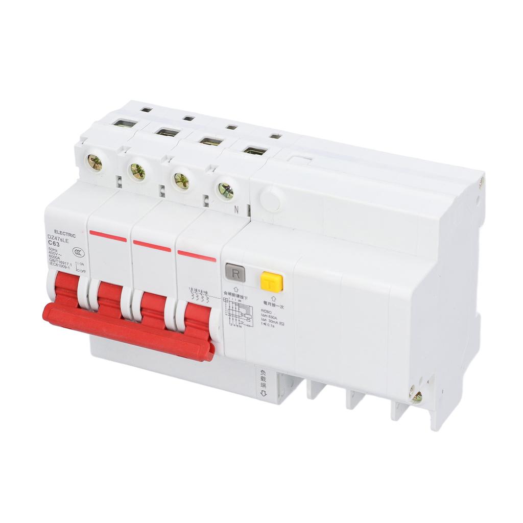 Miniature Circuit Breaker 4P+N Low Voltage Leakage Protection Switch AC 400V 63A DZ47sLE C63