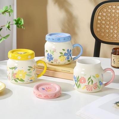 Tazza Creativa con Fiore e Coperchio Tazza da Caffè di Alto Valore Regalo di Compleanno per Ragazze Tazza da Tè Tazza da Acqua per la Casa Souvenir