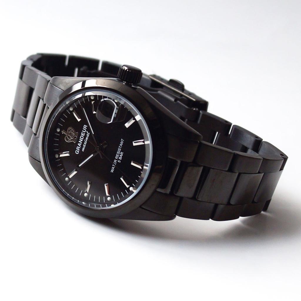 GRANDEUR Quartz Watch GSX030B1 Black IP [GRANDEUR] Men's