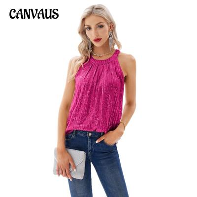 Women's Summer Sequin Halter Party Tank Top