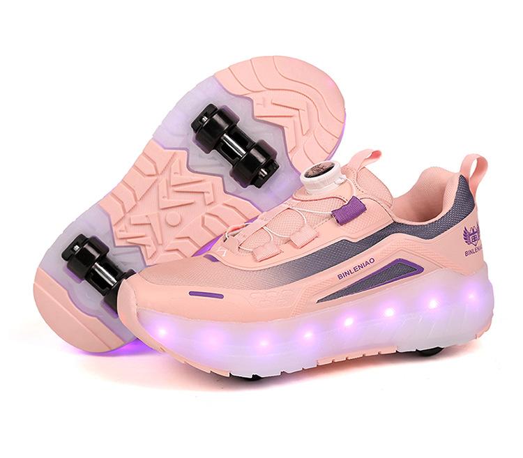 

Роликовые коньки на 4 колесах для начинающих - Конструкция с поворотным ремешком, вентилируемая сетка, светящиеся колеса со светодиодной подсветкой, подарок - Готовы для детей EUR-40