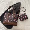 Einfaches Kirsch 3er Set Schultertaschen für Damen Große Kapazität Damen Pu Umhängetasche Tragbare Damen Einkaufstasche Handtaschen