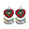 Yunnan Double-sided Embroidered Fabric Earrings, Long Leaf Tassel Personalized Earrings, Retro Miao Earrings for Women