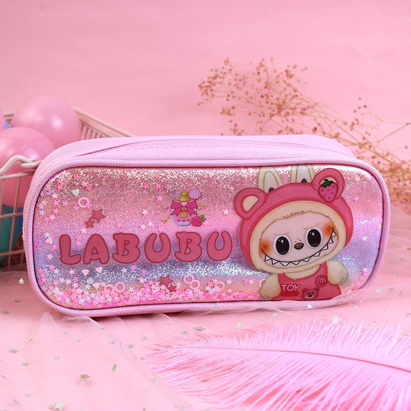 Plush Large-capacity Pencil Bag Quicksand Cute Pencil Case, Primary and Secondary School Student Stationery Bag Gift