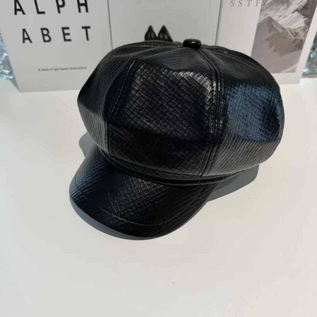 Stylish Retro Leather Checkered Flat Cap Beret Hat For Women Men Outdoor Use