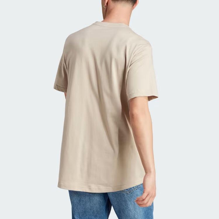 Adidas All Season Tee With Solid Color Logo Round Neck Short Sleeve Men Tops Magic-Beige IL9019