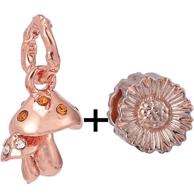 2pcs /Lot New Trend Crown Feather Zircon Hollow Leaves Beads Fit Original Brand Charms Silver Color Bracelets Women Diy Jewelry