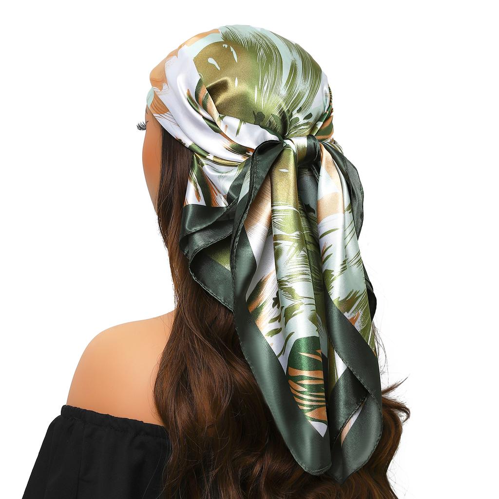 90*90cm Silk Scarf Scarftop Headwraps For Woman Fashion Four Seasons Hair Accessories Hijab Foulard Bandana Femme Headscarf