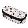 Pencil Pouch Practical Durable 300D Polyester Smooth Zipper with Main Compartment Mesh Pocket and Pen Slots for Everyday Study