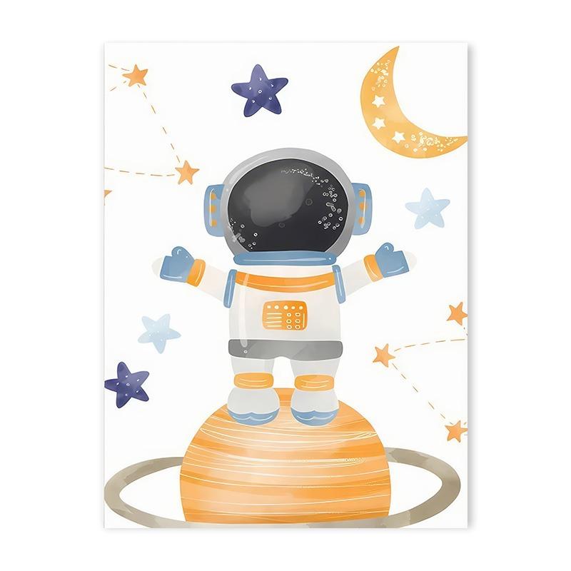 Rocket Astronaut Planet Outer Space Baby Name Custom Wall Art Canvas Painting Nordic Cartoon Prints Posters for Kids Room Decor