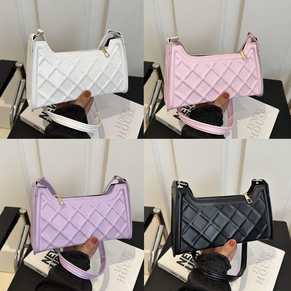 

Fashionable Rhombus Crossbody Bag Solid Color Shoulder Bag Sports Handbags for Women