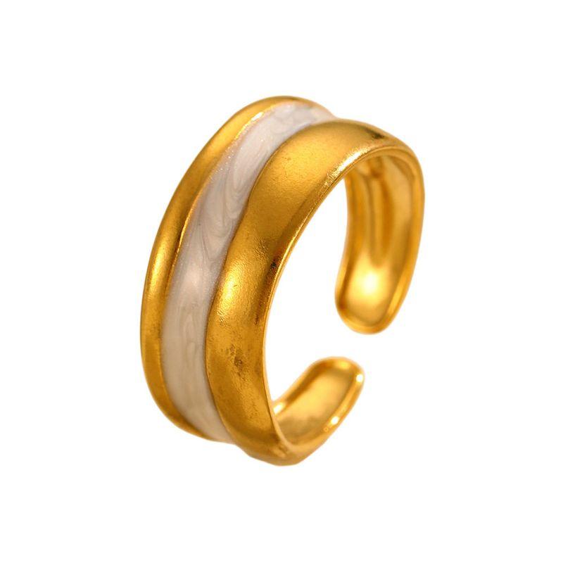Bohemian Oil Drip Gradient Vintage Layered Titanium Steel Ring European and American Ins Style Geometric Open Stainless Steel Ring