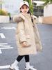 2024 Mid-Length Girls' Thick White Duck Down Jacket - Korean Style Warm Winter Outerwear