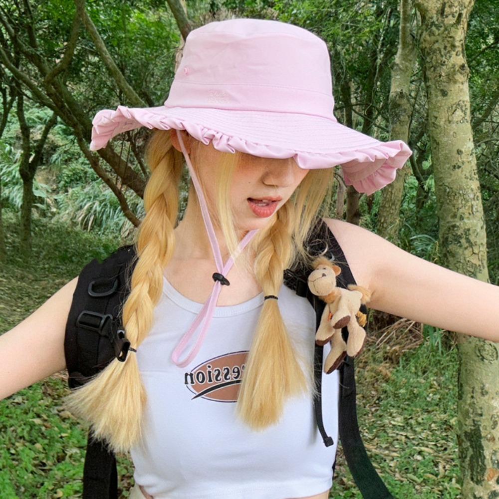 

Big Brim Hiking Fisherman Hat Quick-dry Bucket Cap Fashion Drawstring Sun Hat Fishing хакі