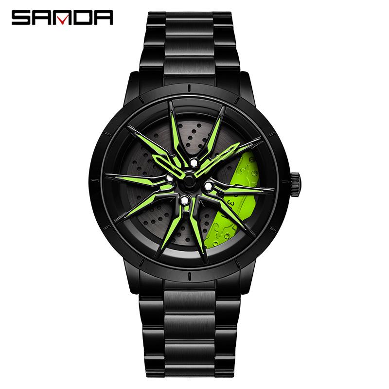 Sanda Men's Racing Concept Quartz Watch with 3D Hollow Dial and Rotating Waterproof Design