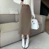 Women's 2025 Autumn Wool High-Waisted Mid-Length Pencil Skirt with Slit