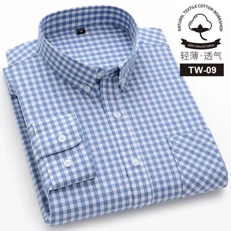 Button Up Shirt Plaid Mens Fashion Clothing Trends 100% Cotton Slim Fit Shirt Men Shirts Longsleeve Shirt for Men Retro Clothes