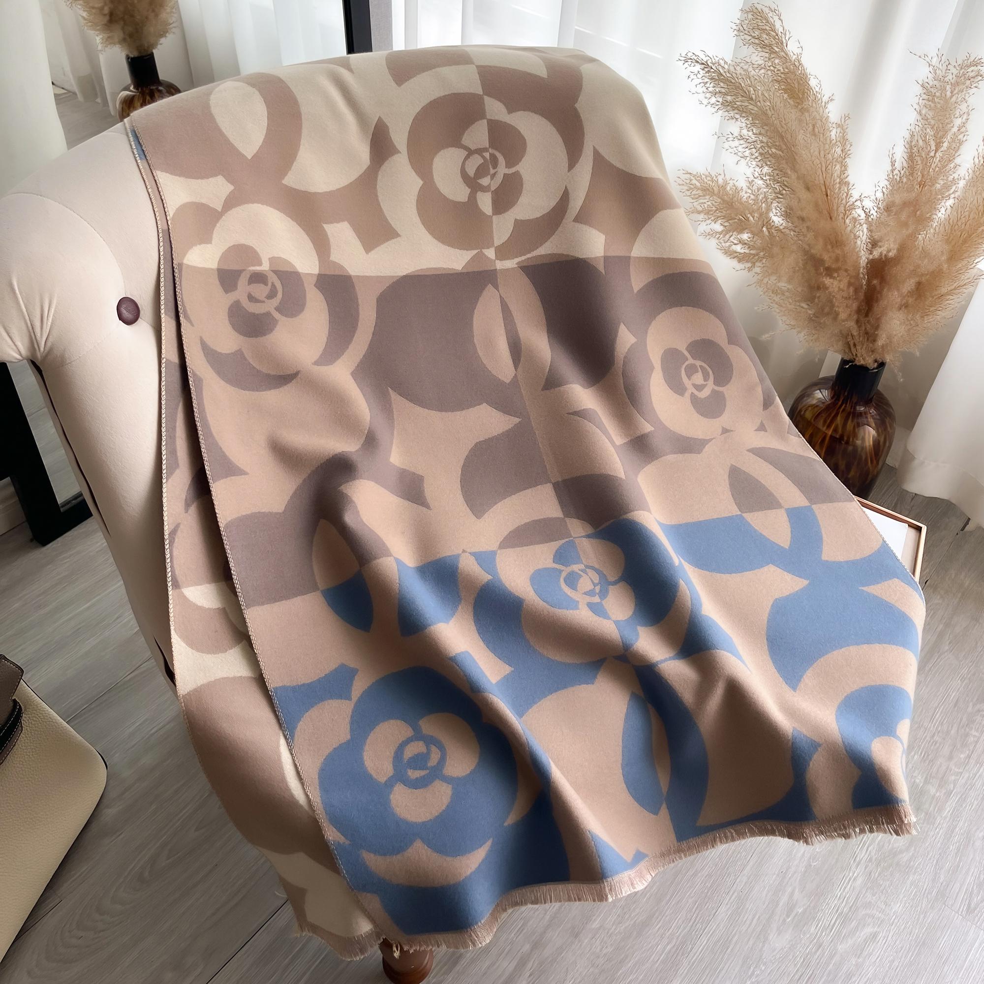 Camellia flower Scarf Pashmina Cashmere Short Beard Soft Comfortable Wrap Shawl Autumn Winter Elegant Coldproof Warm Scarf Shawl