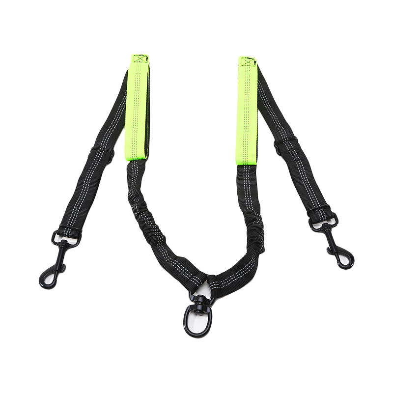 

2 In 1 Dual Dog Leash Adjustable Heavy Duty Shock Absorbing Double Dog Leashes With Handle Pet Walking Leash For 2 Dogs зелений