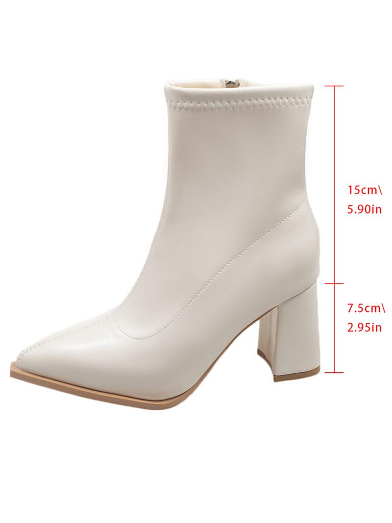 Fashion Women Pointed Toe Block Heel Booties Skinny Boots High Heel 2025 New Spring and Autumn French Style