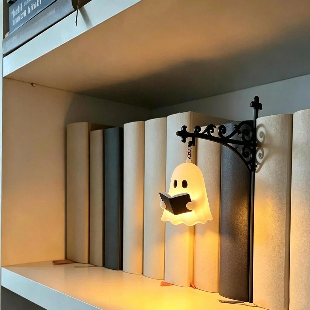 Halloween Gothic LED Wall‑Mounted Night Light, Retro Metal Bookshelf Reading Lamp, Spooky Home Room Wall Decor Ornament