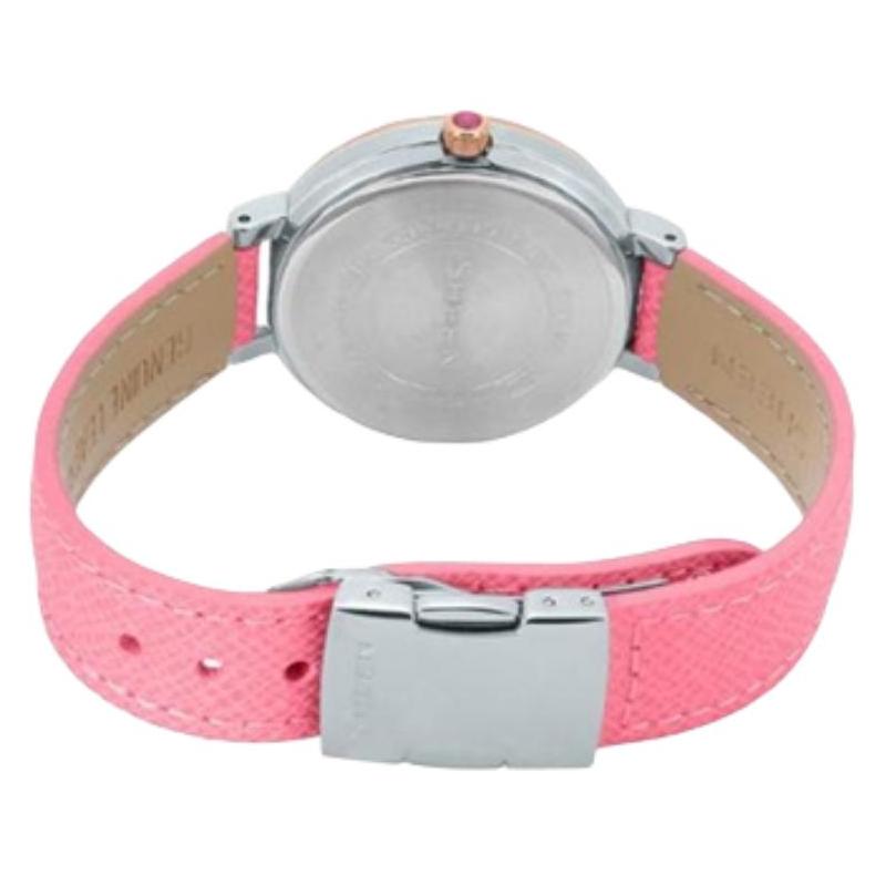 Casio CASIOSHEEN Series Three-hand Three-eye Roman Scale Swarovski Crystal Embellishment Waterproof Quartz Movement Leather Strap SHE-3034BGL-7A