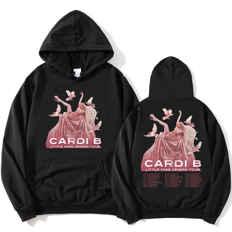 LittleMiss Drama Tour Hoodies Singer Cardi B Graphic Printing Sweatshirts Winter Fleece Casual Hooded Pullover Unisex Streetwear