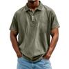 Men's Summer Solid Color Button Lapel Loose Short Sleeve Top