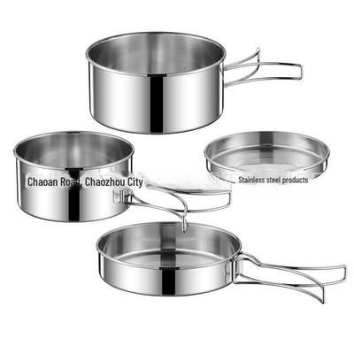 Batterie de cuisine portable en acier inoxydable pour 2 à 3 personnes: Idéal pour le camping en plein air et les pique-niques