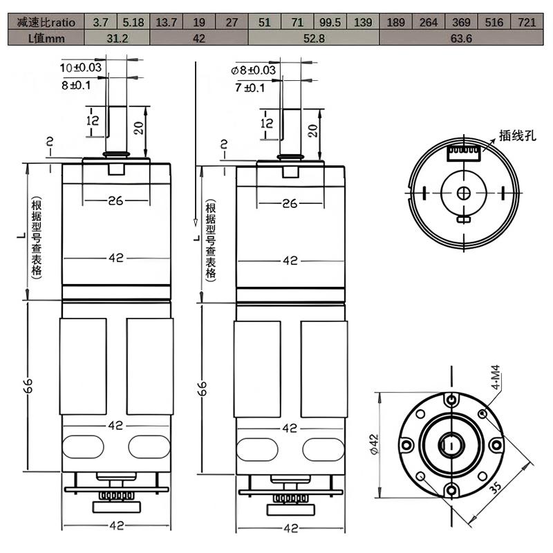12V24V PG42-775 High Torque Planetary Gear Motor with encoder 42mm Low RPM Reducer CCW/CW Electric Engine RC Roller Gate Gearbox